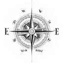 A compass with an arrow pointing forward, representing the client's favorite thing - always moving ahead and exploring new horizons tattoo design idea