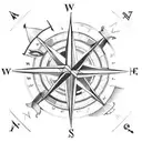 A compass with an arrow pointing forward, representing the client's favorite thing - always moving ahead and exploring new horizons tattoo design idea