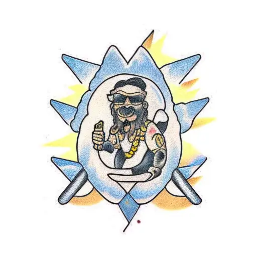 banana hiking on a mountain tattoo design idea