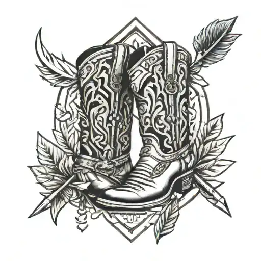 cowboy boots and arrows tattoo design idea