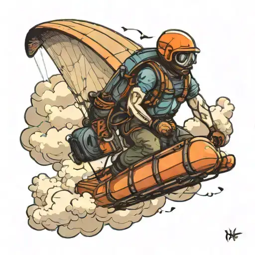 Paraglider with Cloud as a pilot   tattoo design idea