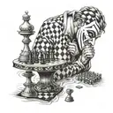 man in anonymous mask playing chess against illumanati tattoo design idea