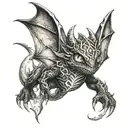 toothless the dragon with lightning bolts surrounding tattoo design idea