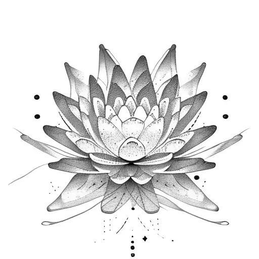 minimalistic waterlily fineline tribal tattoo design idea