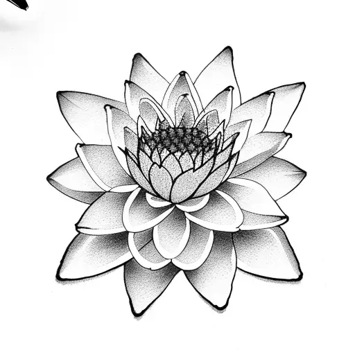 minimalistic waterlily with small details fineline tattoo design idea