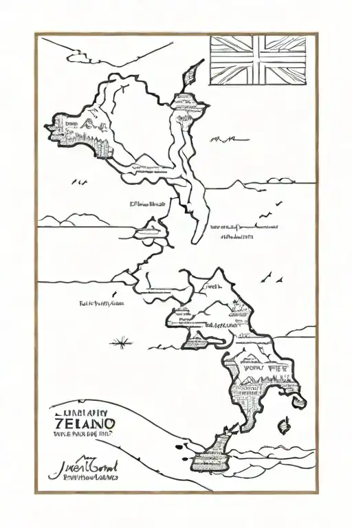 New-Zealand, Australia, travel tattoo design idea