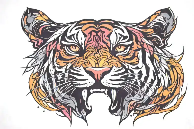 tiger head tattoo design idea