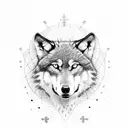 Wolf with cross tattoo design idea