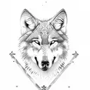 Wolf with cross tattoo design idea