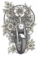 motorcycle and flowers tattoo design idea