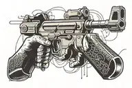 ak47 gun in hands aiming tattoo design idea