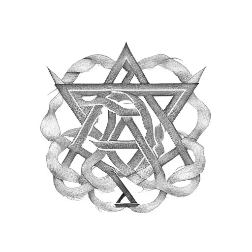 jewish star of david and ukrainian coat of arms mix tattoo design idea
