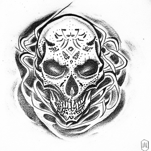 chaos skull tattoo design idea