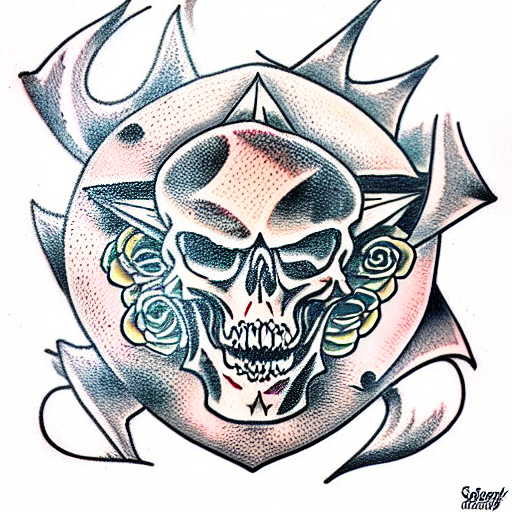 chaos skull tattoo design idea