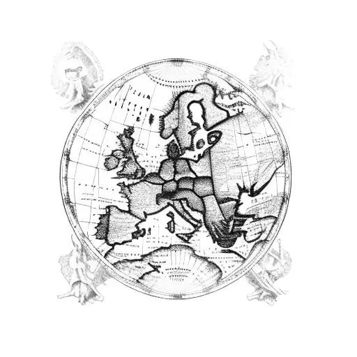 jesus, rosary, antique world map,  tattoo design idea