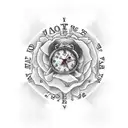 jesus, map, clock, rose tattoo design idea