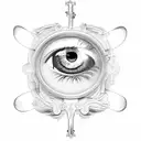 jesus, rosary, antique world map, eye tattoo design idea