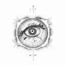 jesus, rosary, antique world map, eye tattoo design idea