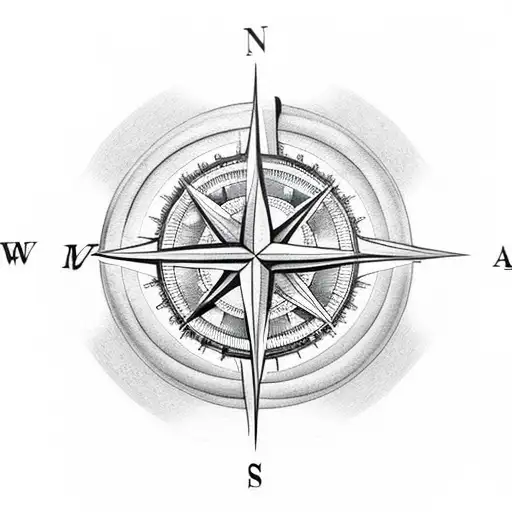 Compass,crown,moon and star tattoo design idea
