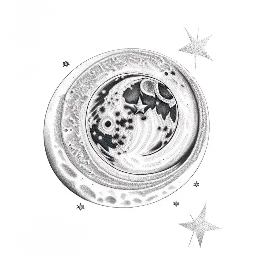moon and star tattoo design idea