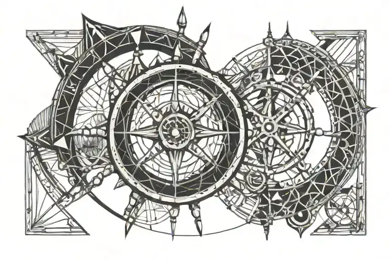 ship steering wheel tattoo design idea