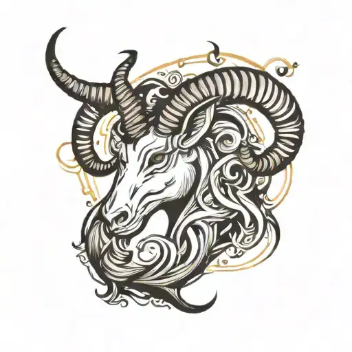 capricorn zodiac sign tattoo design idea