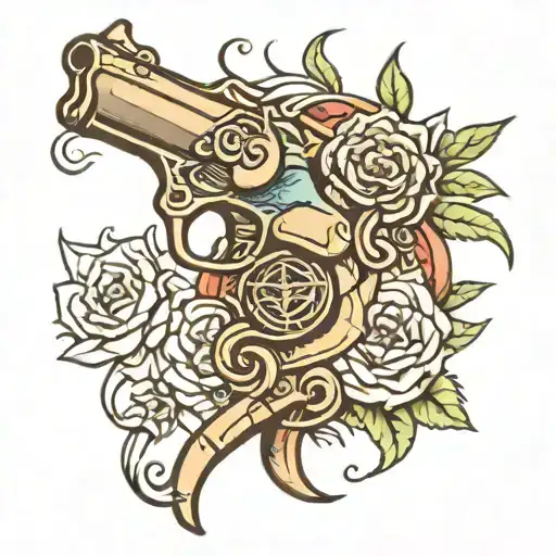 pistol pointing tattoo design idea