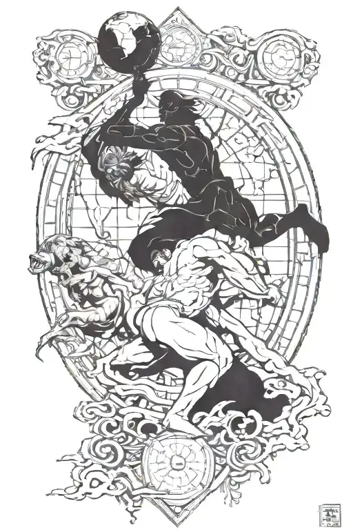 Atlas and titans  tattoo design idea