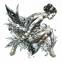 swimmer ballet dancer incide a pc program surrounded tattoo design idea