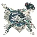 swimmer ballet dancer incide a pc program surrounded tattoo design idea