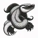 Honey badger snake coiled tattoo design idea