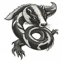 Honey badger snake coiled tattoo design idea