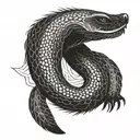 Honey badger snake coiled tattoo design idea