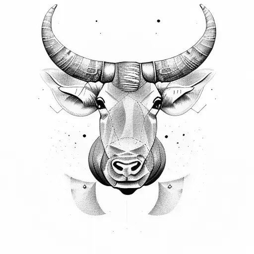 long horn and bar wire  tattoo design idea