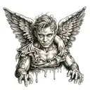 fallen angel with eyes tattoo design idea