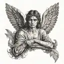 fallen angel with eyes tattoo design idea