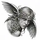 fallen angel eyes tattoo design idea