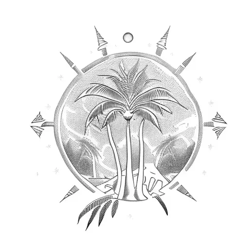tatto to do with a group of friends, related to a palm treebottle of beer tattoo design idea