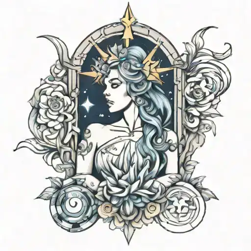 Virgo, Aquarius, Sagittarius formed tattoo design idea