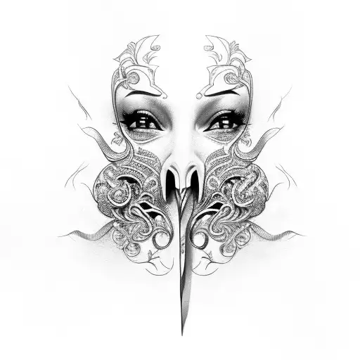 An intricate design of lips with a zipper running across them tattoo design idea