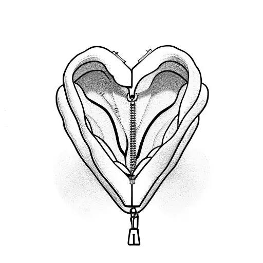 A silhouette of a heart with a zipper as the outline tattoo design idea