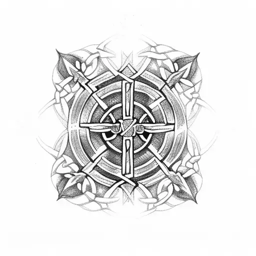 Celtic cross with a thistle tattoo design idea