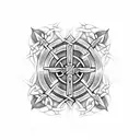 Celtic cross with a thistle tattoo design idea