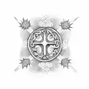 Celtic cross with a thistle tattoo design idea