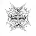 Celtic cross with a thistle tattoo design idea