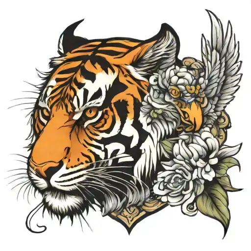 tiger and eagle tattoo design idea