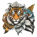 tiger and eagle tattoo design idea