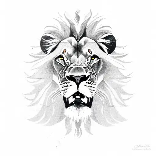 Lion with lightnings tattoo design idea