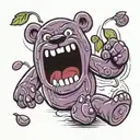 gummy bear with angry face and holding kidney beans tattoo design idea
