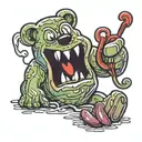 gummy bear with angry face and holding kidney beans tattoo design idea